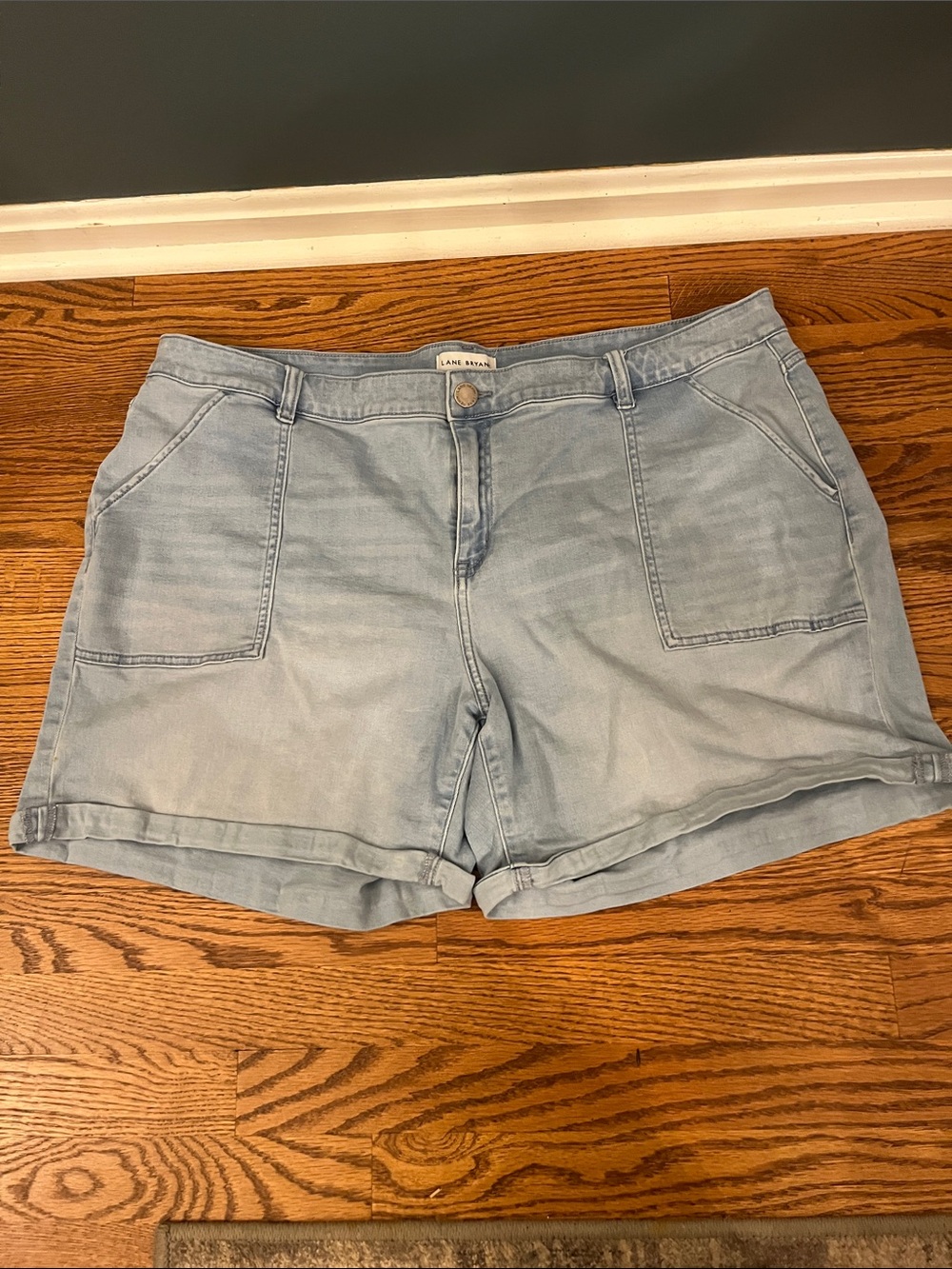 Lane Bryant Light Blue Denim Patch-Pocket Shorts